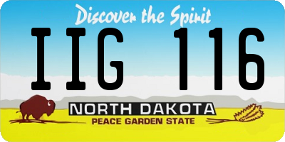 ND license plate IIG116