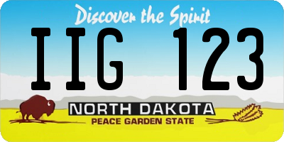 ND license plate IIG123