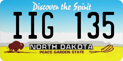 ND license plate IIG135