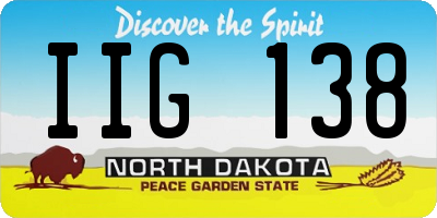 ND license plate IIG138