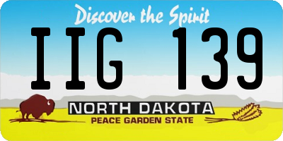 ND license plate IIG139