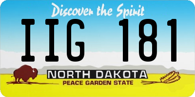 ND license plate IIG181