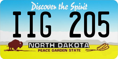 ND license plate IIG205
