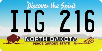 ND license plate IIG216
