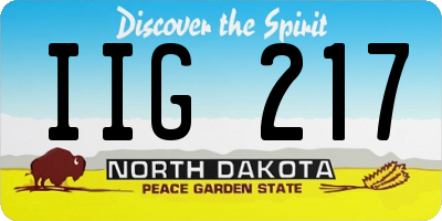 ND license plate IIG217