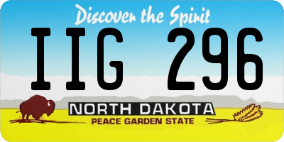 ND license plate IIG296