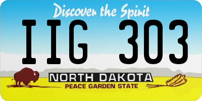 ND license plate IIG303