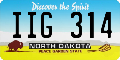 ND license plate IIG314