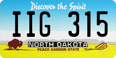 ND license plate IIG315