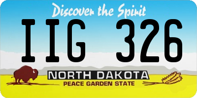 ND license plate IIG326