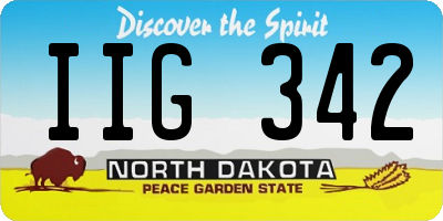 ND license plate IIG342