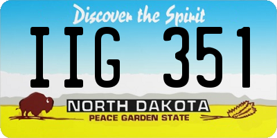 ND license plate IIG351