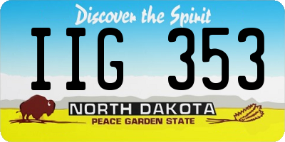 ND license plate IIG353
