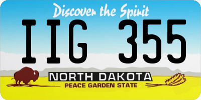 ND license plate IIG355