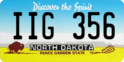 ND license plate IIG356