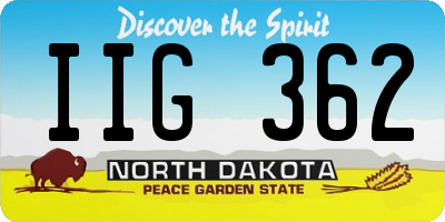 ND license plate IIG362