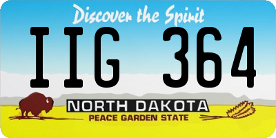 ND license plate IIG364