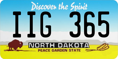 ND license plate IIG365