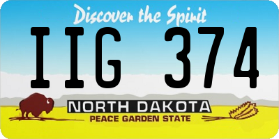 ND license plate IIG374