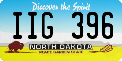 ND license plate IIG396