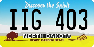 ND license plate IIG403