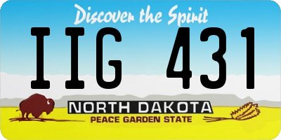 ND license plate IIG431