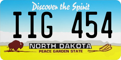 ND license plate IIG454