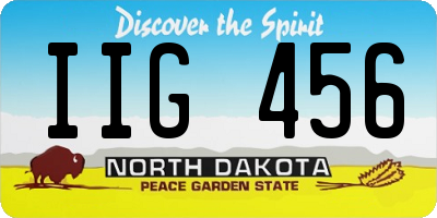 ND license plate IIG456