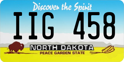 ND license plate IIG458