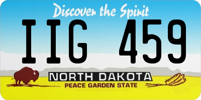 ND license plate IIG459