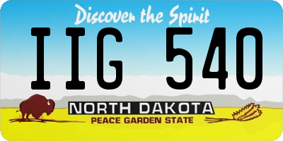 ND license plate IIG540