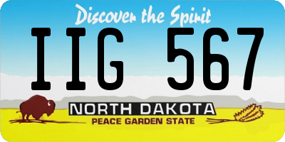 ND license plate IIG567