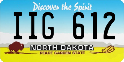 ND license plate IIG612