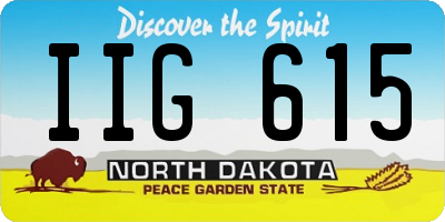 ND license plate IIG615