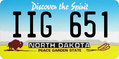 ND license plate IIG651