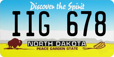 ND license plate IIG678