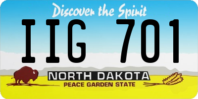 ND license plate IIG701
