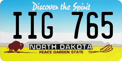 ND license plate IIG765