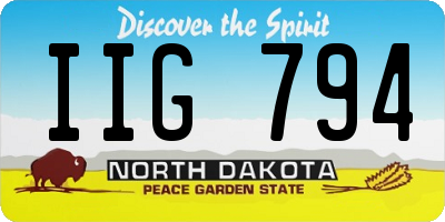ND license plate IIG794