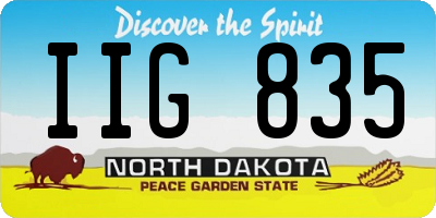 ND license plate IIG835