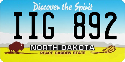 ND license plate IIG892