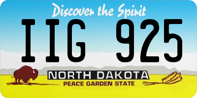 ND license plate IIG925