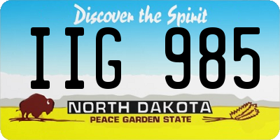 ND license plate IIG985