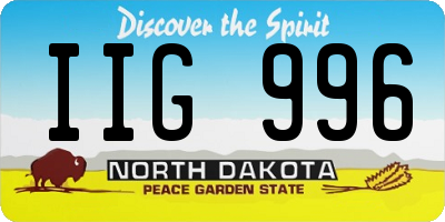 ND license plate IIG996