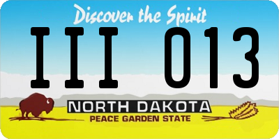 ND license plate III013