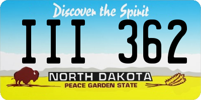 ND license plate III362