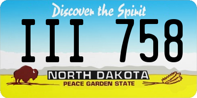ND license plate III758