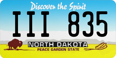ND license plate III835