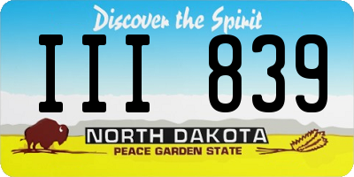 ND license plate III839