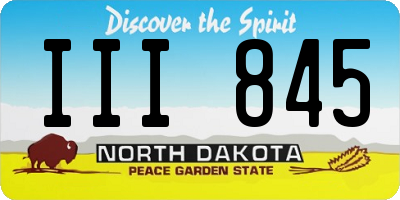 ND license plate III845